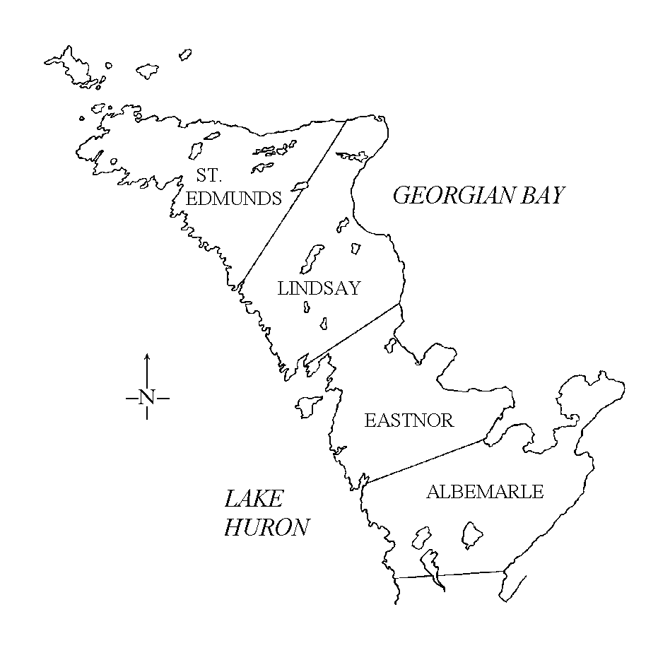 Map of the Bruce Peninsula, Ontario