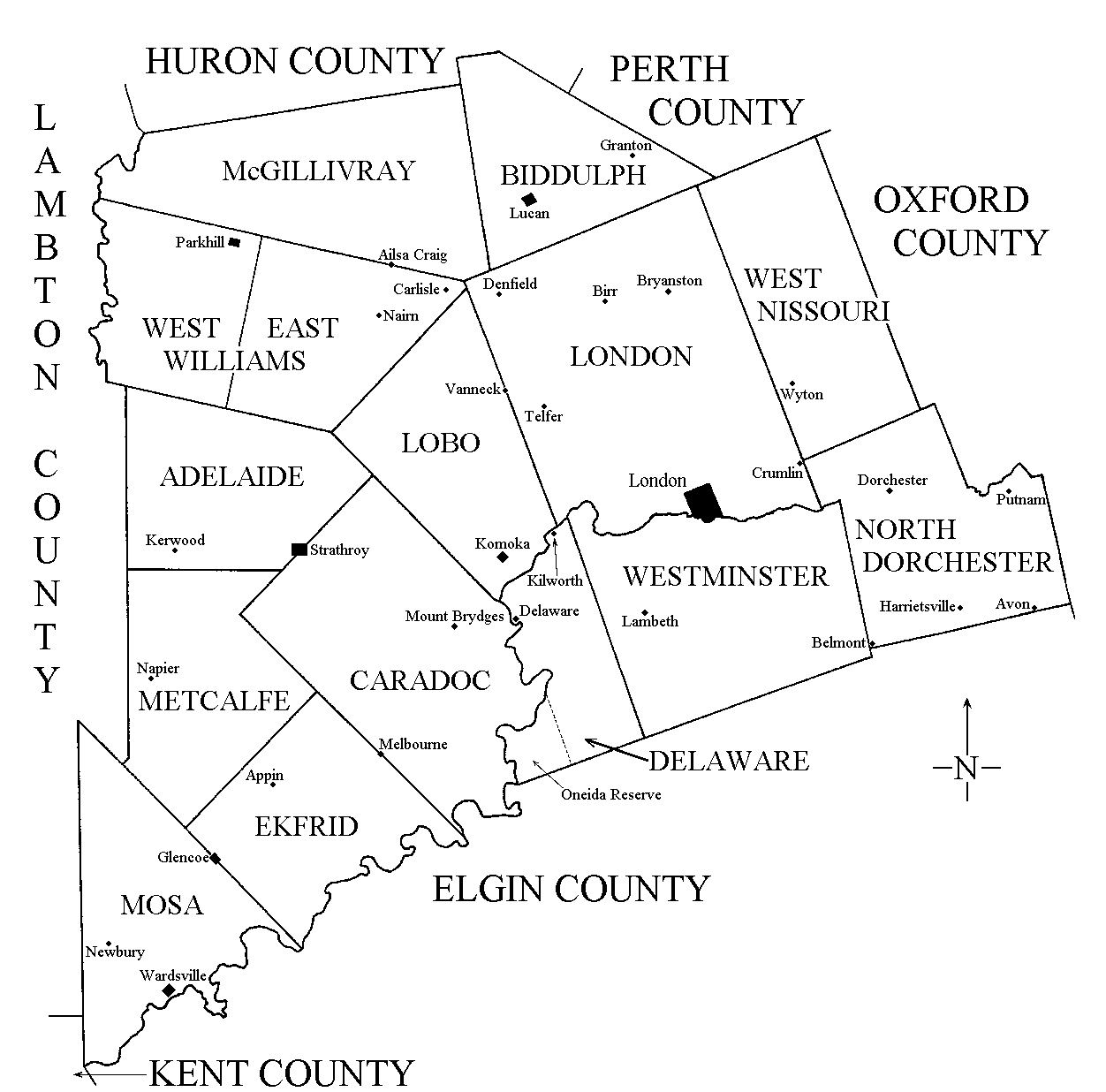 Map of Middlesex County, Ontario